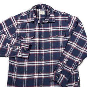 JACHS Mens M Shirt Heavy Flannel Plaid Button Up Long Sleeve Pockets